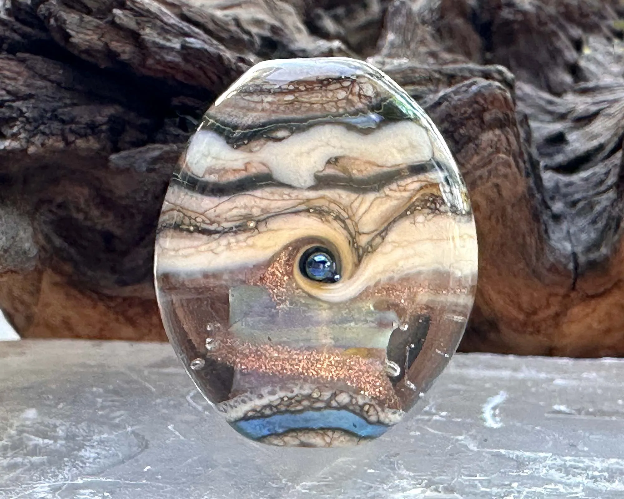 Glimmering Ivory Organic Lampwork Focal Bead SRA