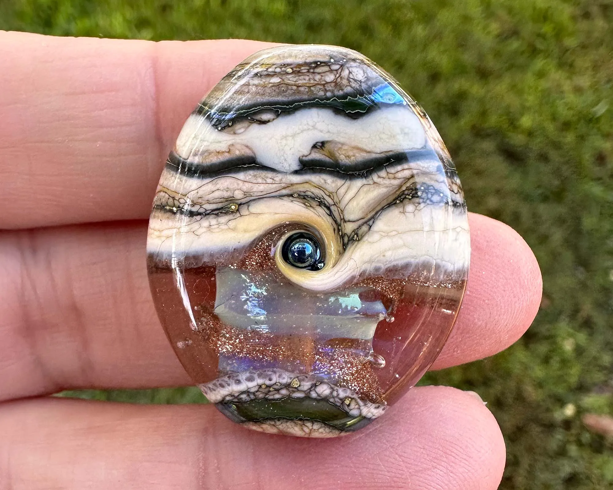 Glimmering Ivory Organic Lampwork Focal Bead SRA