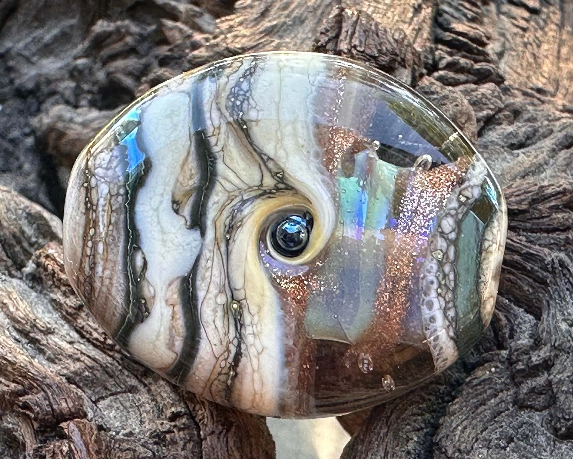 Glimmering Ivory Organic Lampwork Focal Bead SRA