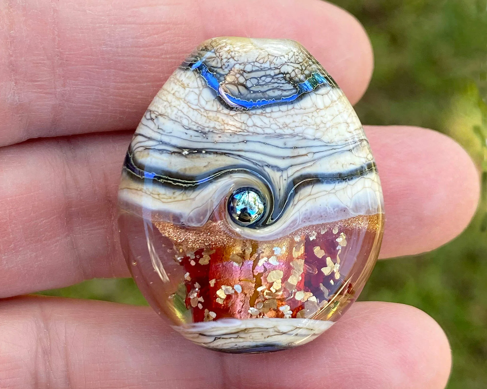 Golden Fire Organic Lampwork Focal Bead SRA