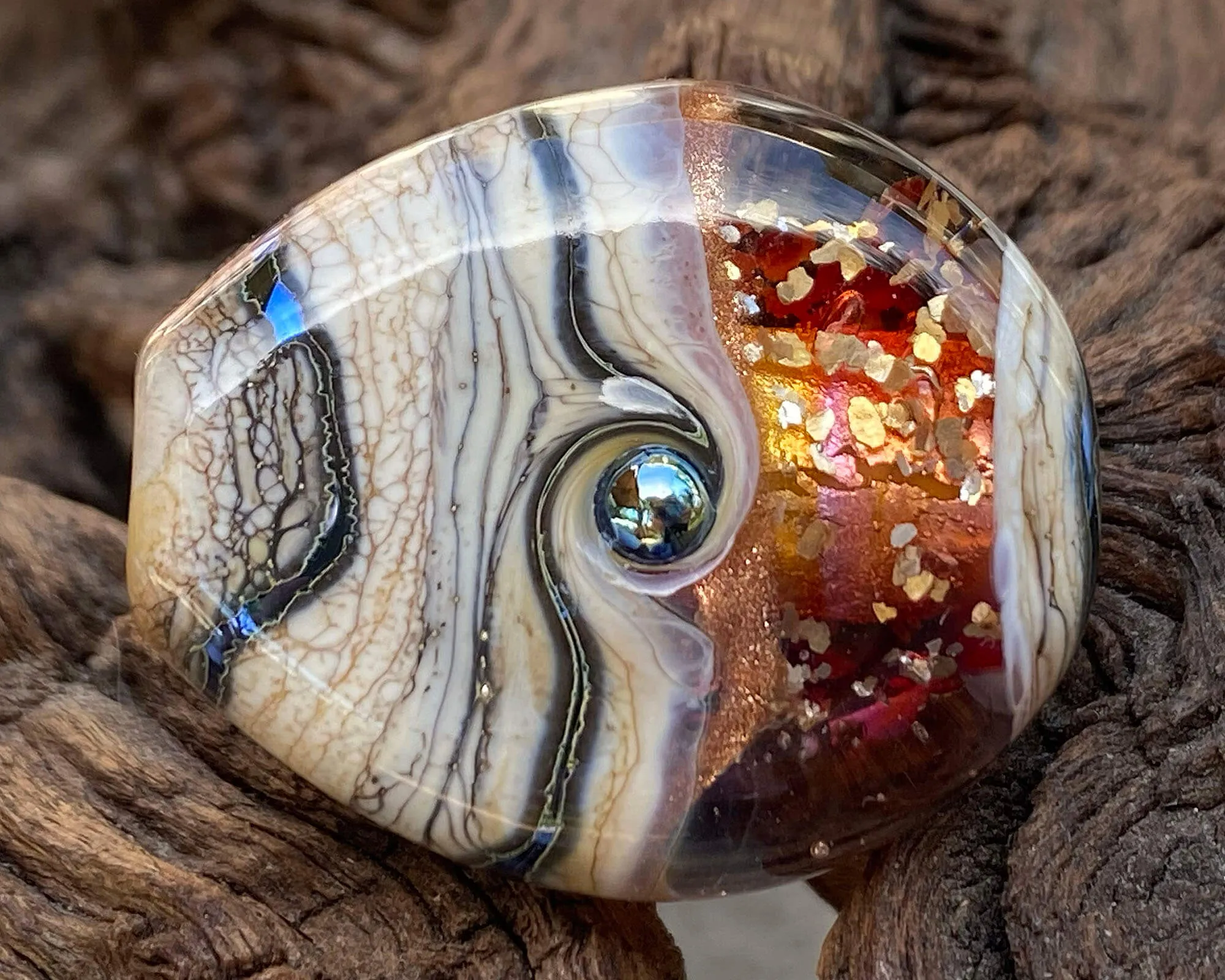 Golden Fire Organic Lampwork Focal Bead SRA