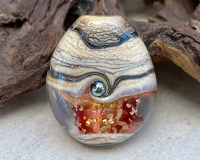 Golden Fire Organic Lampwork Focal Bead SRA