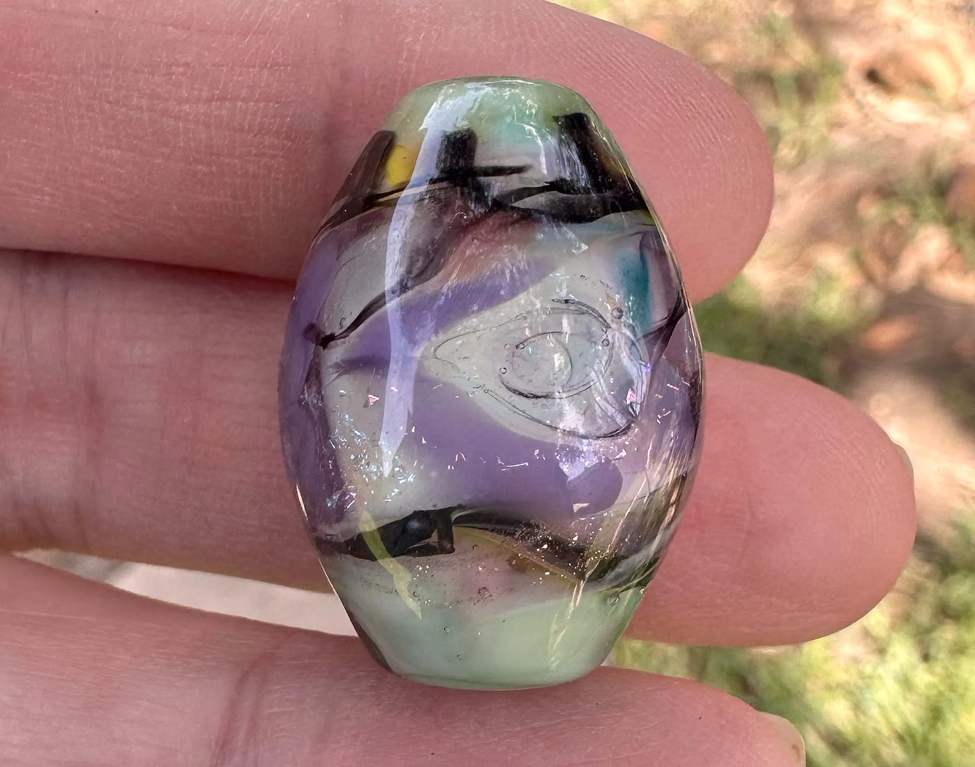 Green & Purple Dichroic Lampwork Focal Bead SRA