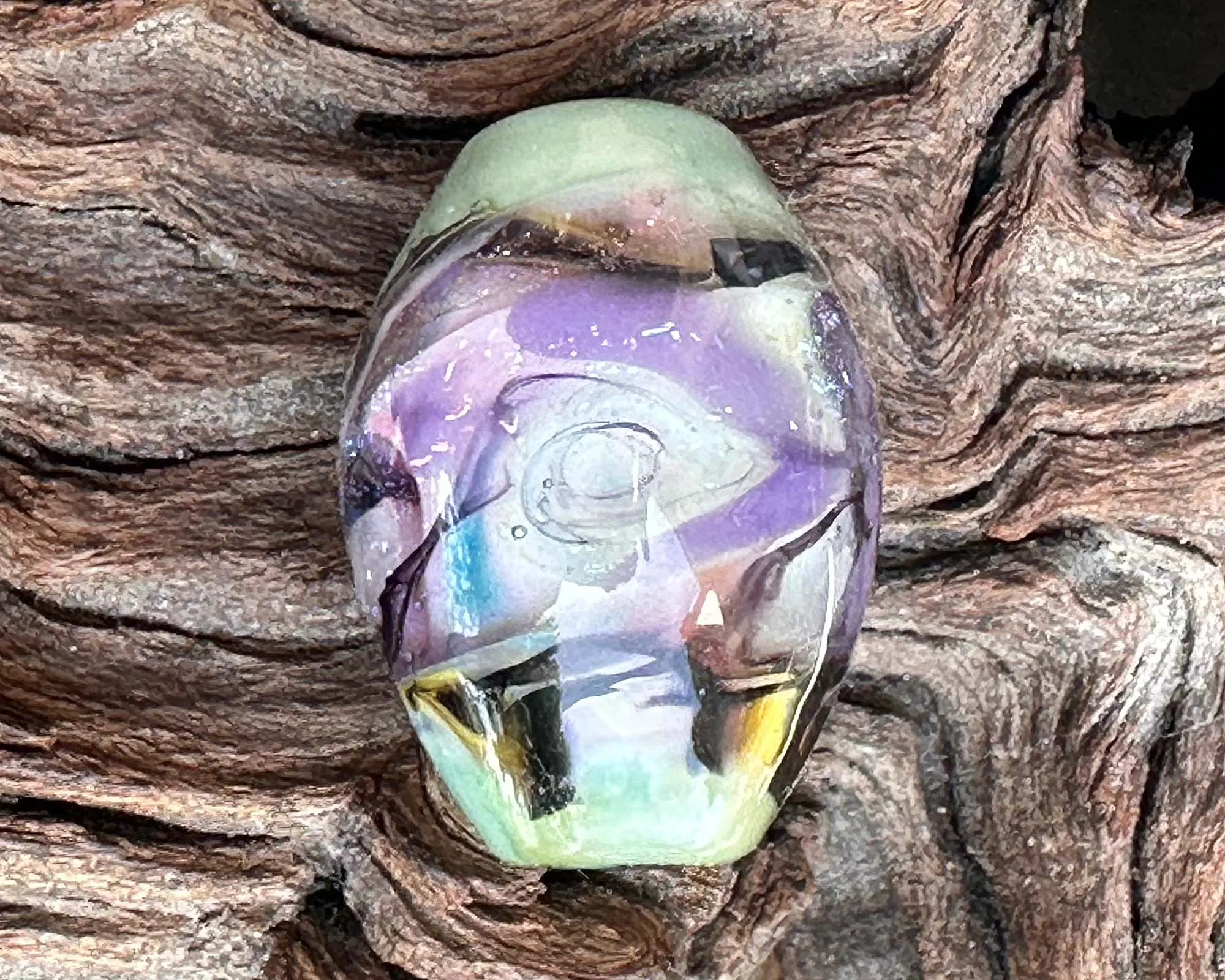 Green & Purple Dichroic Lampwork Focal Bead SRA