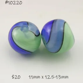 Green Periwinkle Blue Sparkle Twist Round Pair