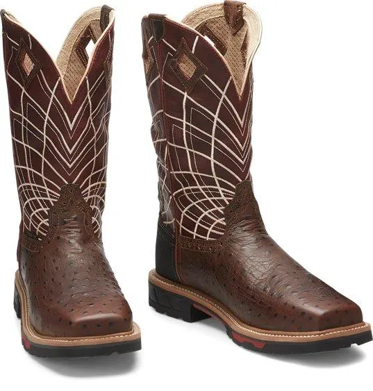 Justin Men’s Derrickman Ostrich Print Comp Toe Work Boots SE4835