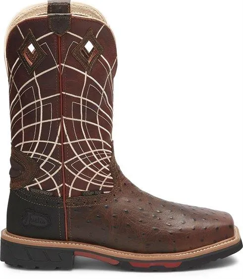 Justin Men’s Derrickman Ostrich Print Comp Toe Work Boots SE4835