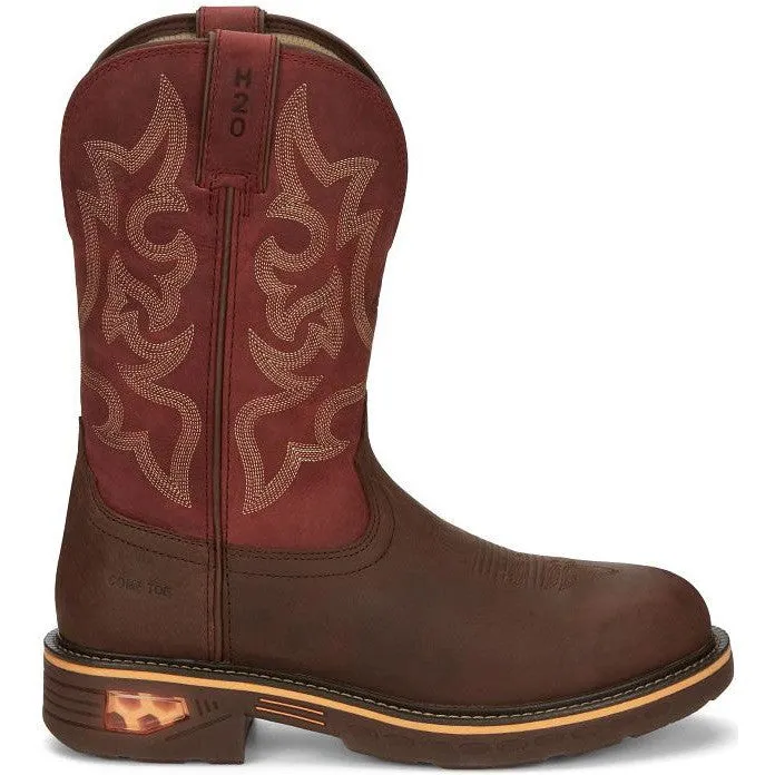 Justin Men's Resistor 11" Comp Toe WP Western Work Boot- Brown- CR4007