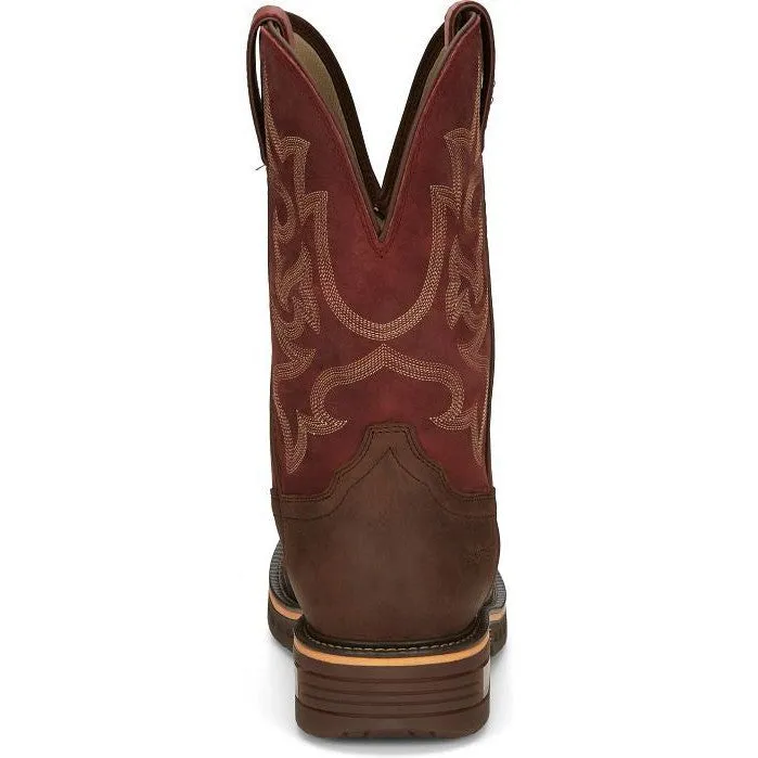 Justin Men's Resistor 11" Comp Toe WP Western Work Boot- Brown- CR4007