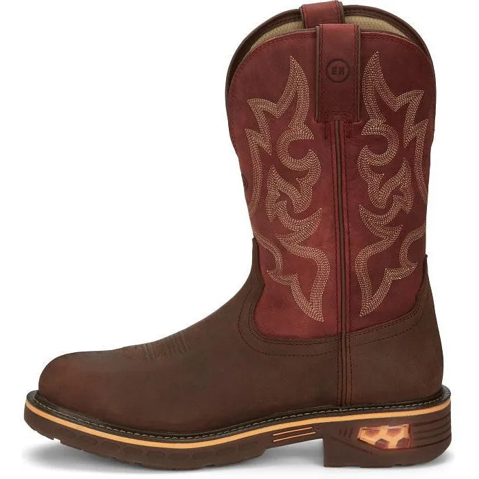 Justin Men's Resistor 11" Comp Toe WP Western Work Boot- Brown- CR4007