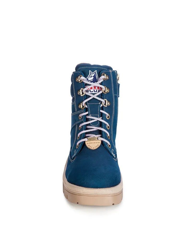 Ladies Southern Cross Lace Up Ankle Boot with Zip - Blue