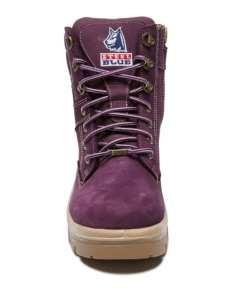 Ladies Southern Cross Lace Up Ankle Boot with Zip - Purple