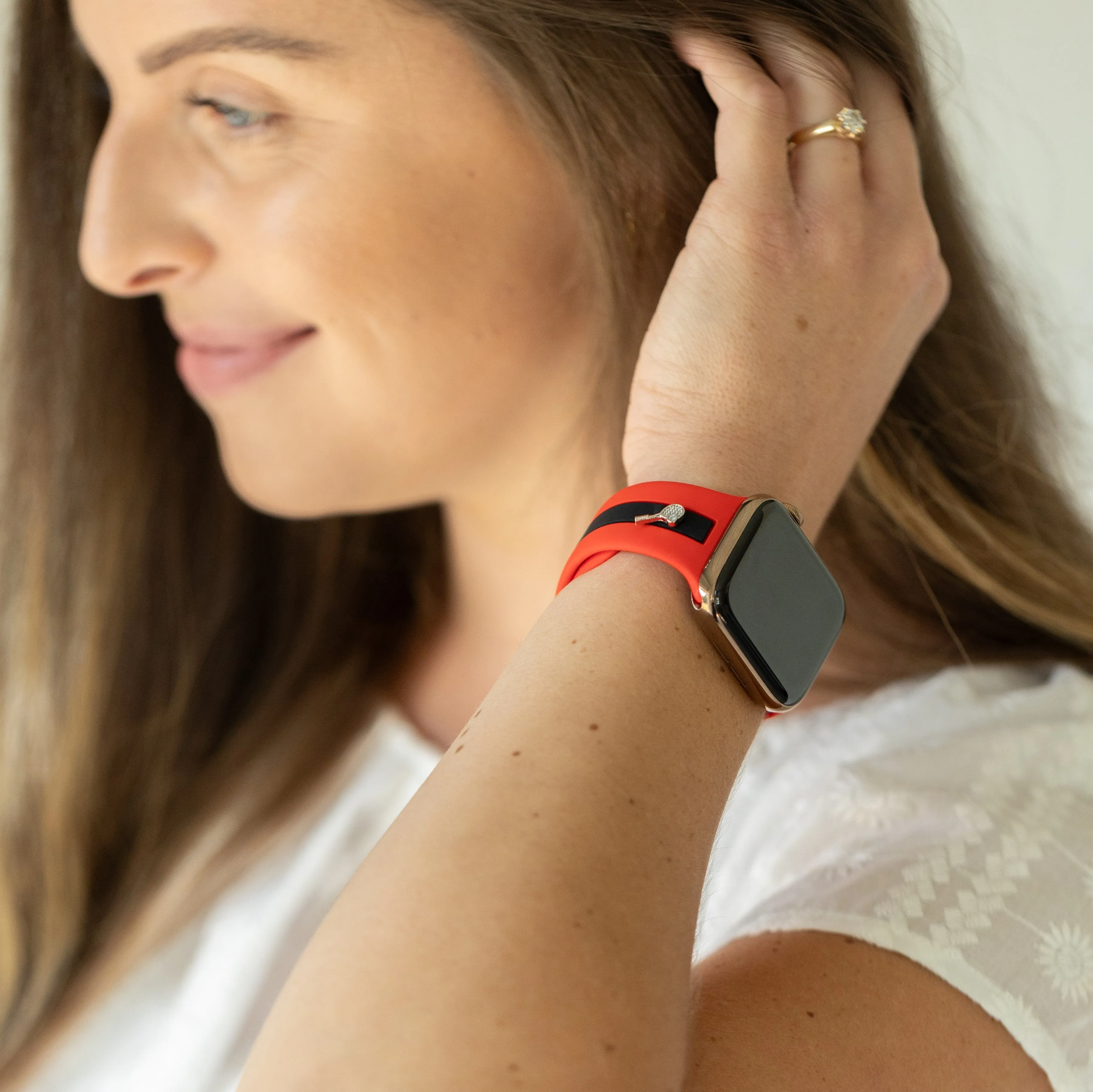 Let's Cause a Racket 🏓 Red & Black Smart Watch Band