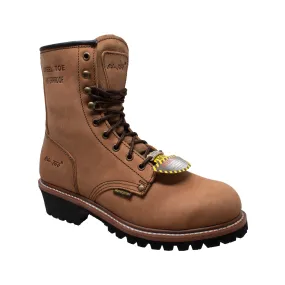 Men's 9" Brown Waterproof Steel Toe Logger - 1740WP