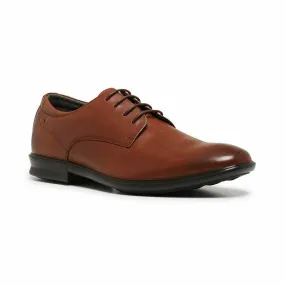 Mens Hush Puppies Cale Tan Burnish Leather Lace Up Work Formal Shoes