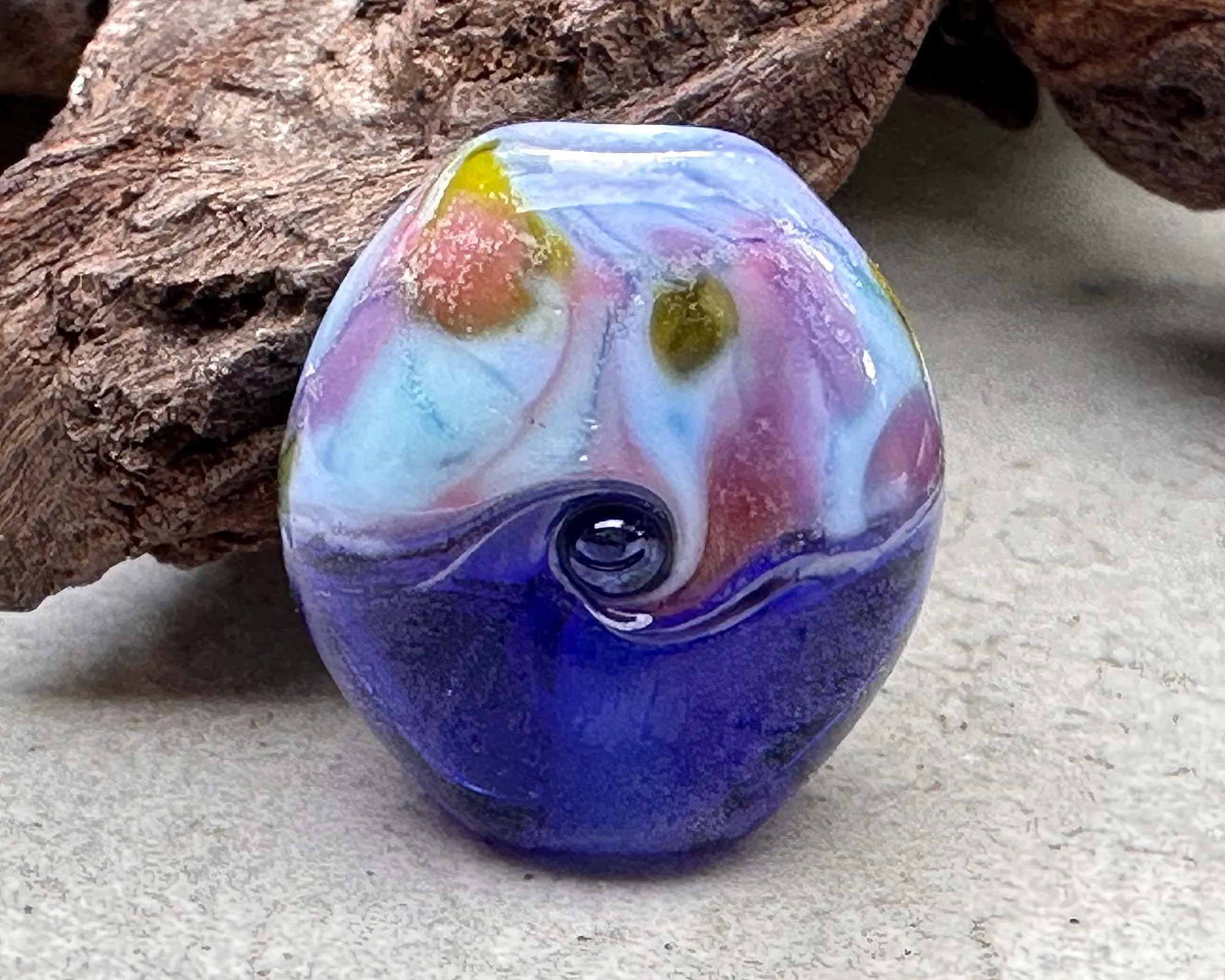 Mini Periwinkle Mosaic Lampwork Focal Bead SRA