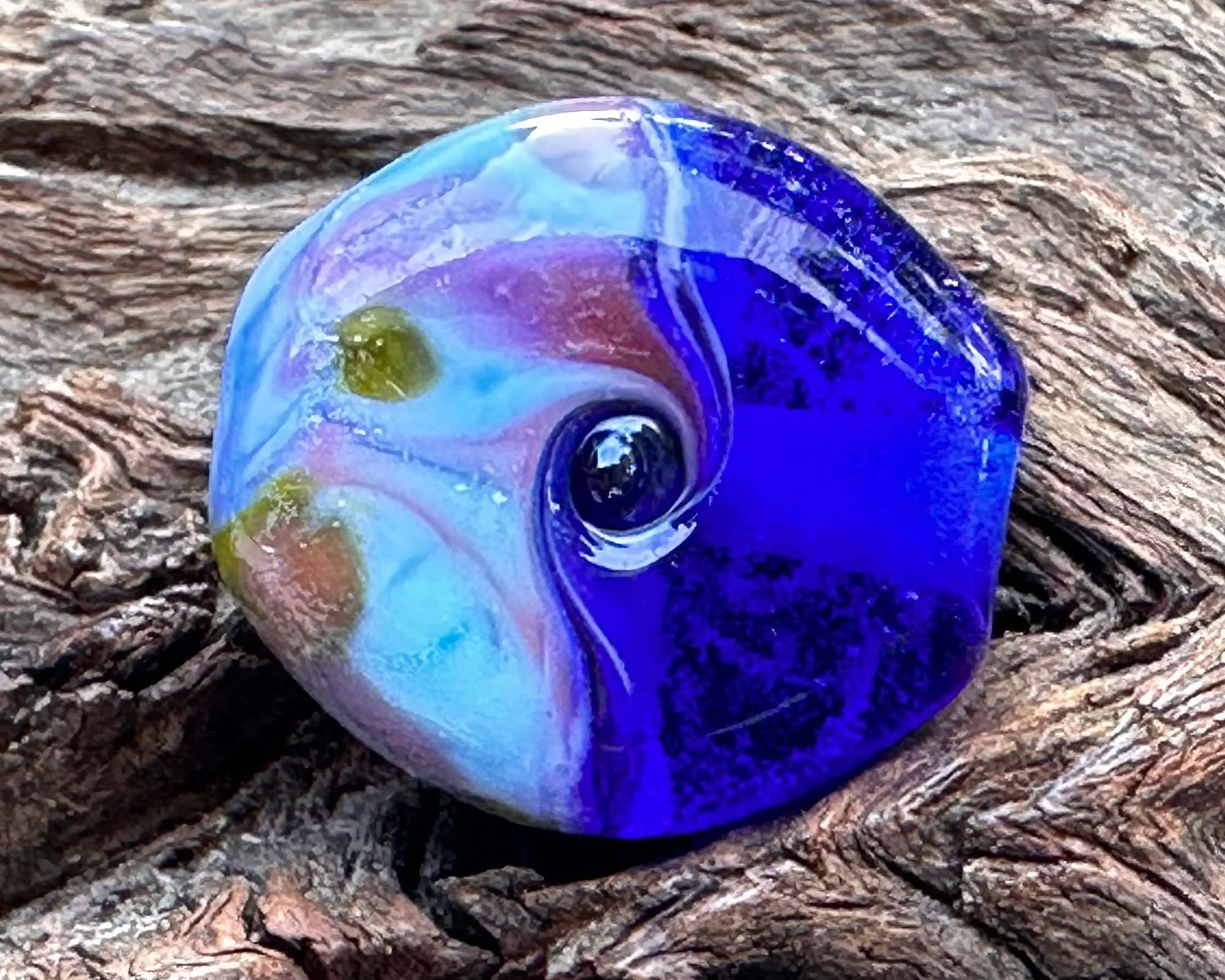 Mini Periwinkle Mosaic Lampwork Focal Bead SRA