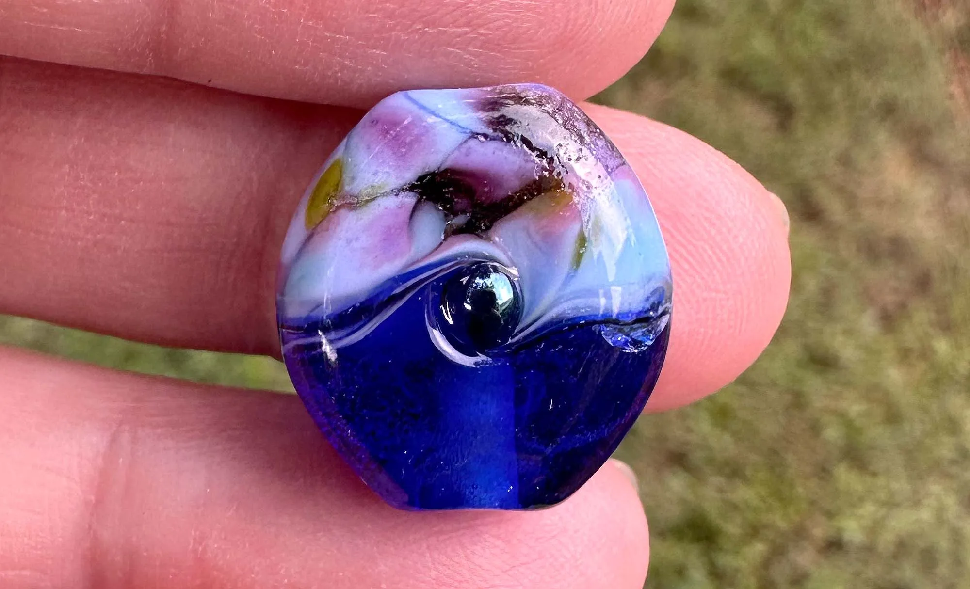 Mini Periwinkle Mosaic Lampwork Focal Bead SRA