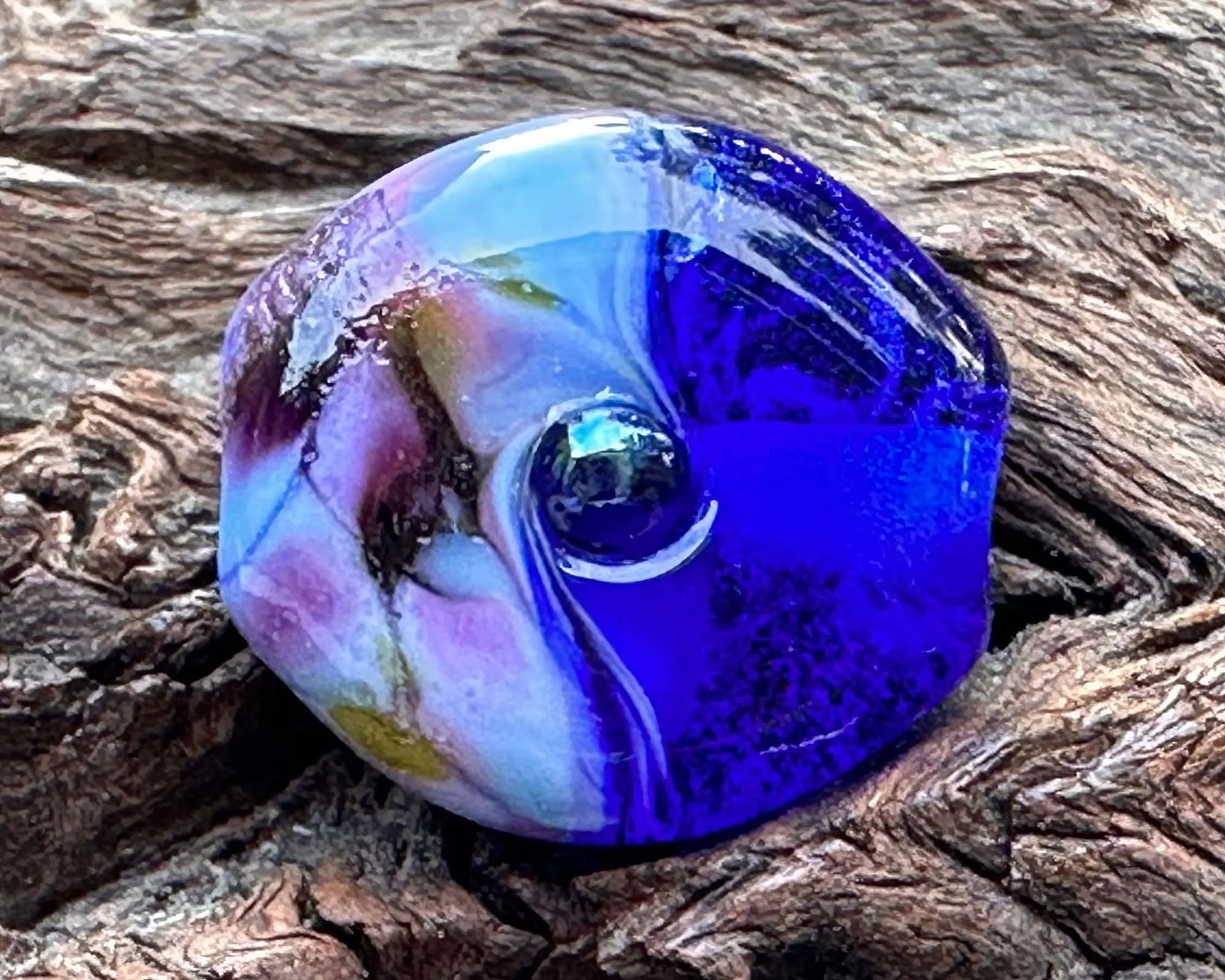 Mini Periwinkle Mosaic Lampwork Focal Bead SRA