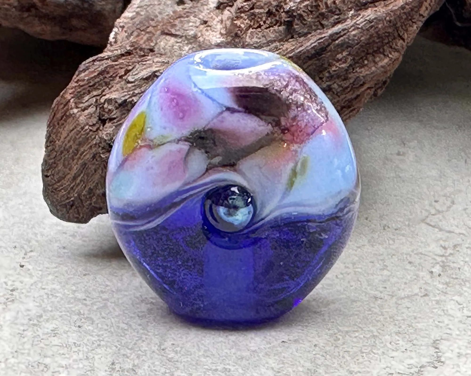 Mini Periwinkle Mosaic Lampwork Focal Bead SRA