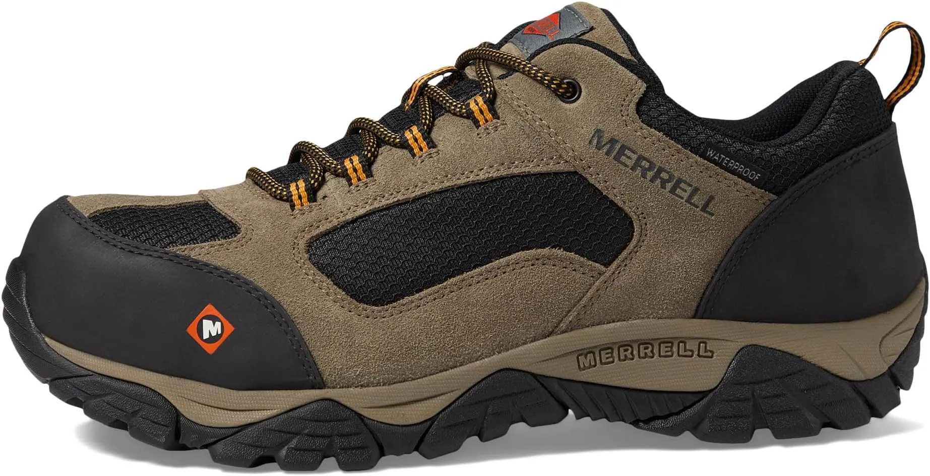 Moab Onset Waterproof Composite Toe Merrell Work Shoe in Walnut