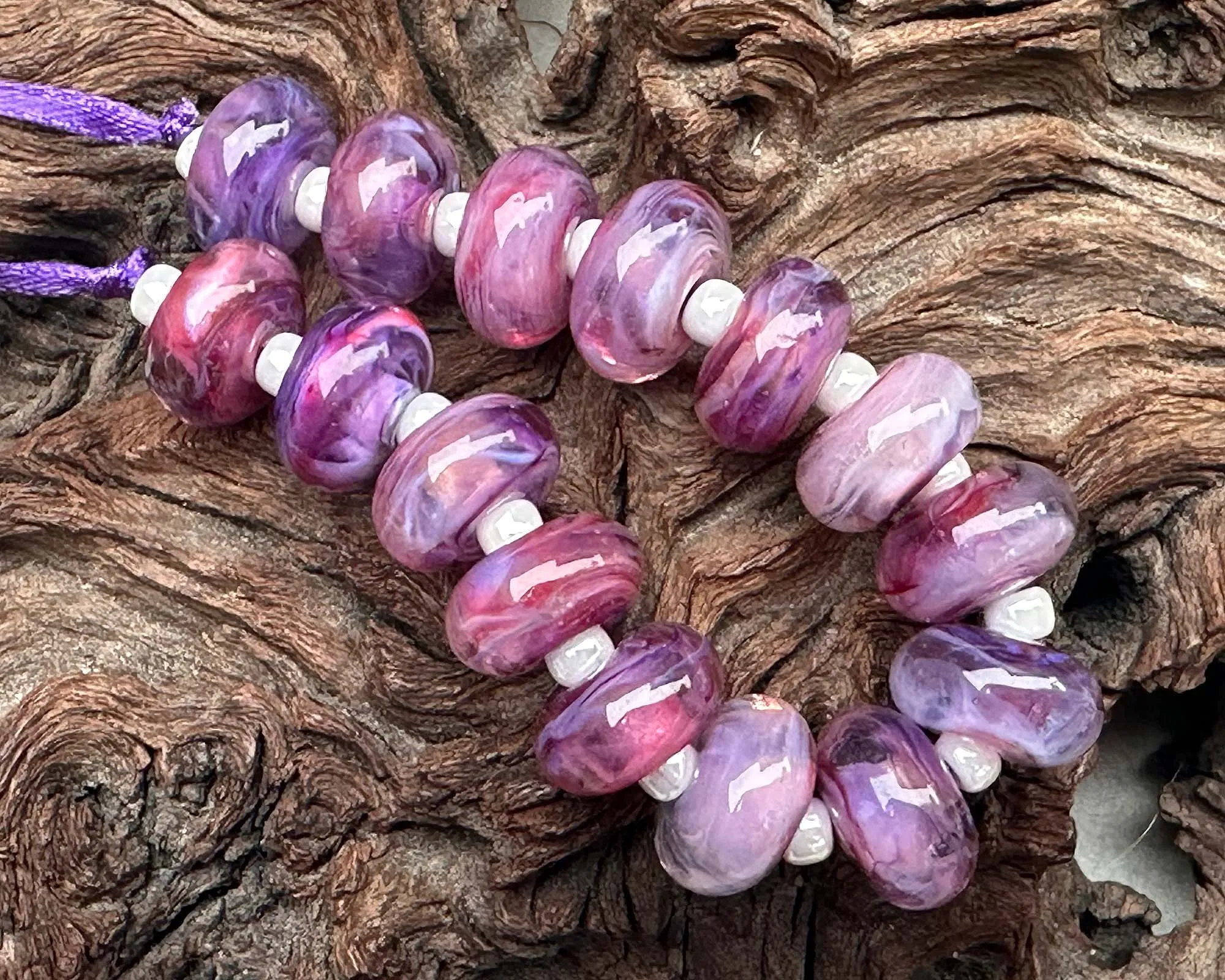 MTO Light Peony Pink Shimmer Lampwork Beads