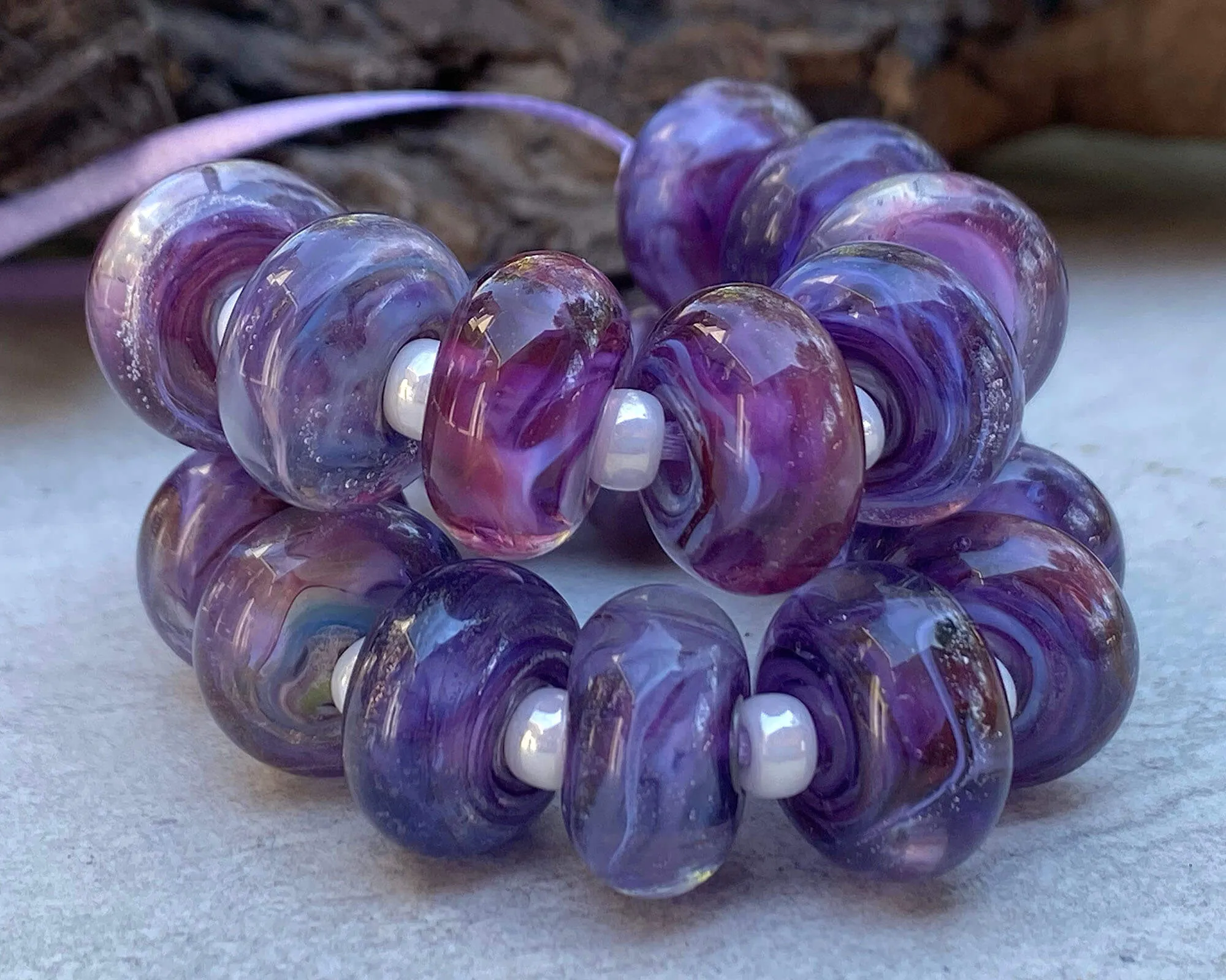 MTO Royal Purple Lampwork Beads Set SRA Made to Order