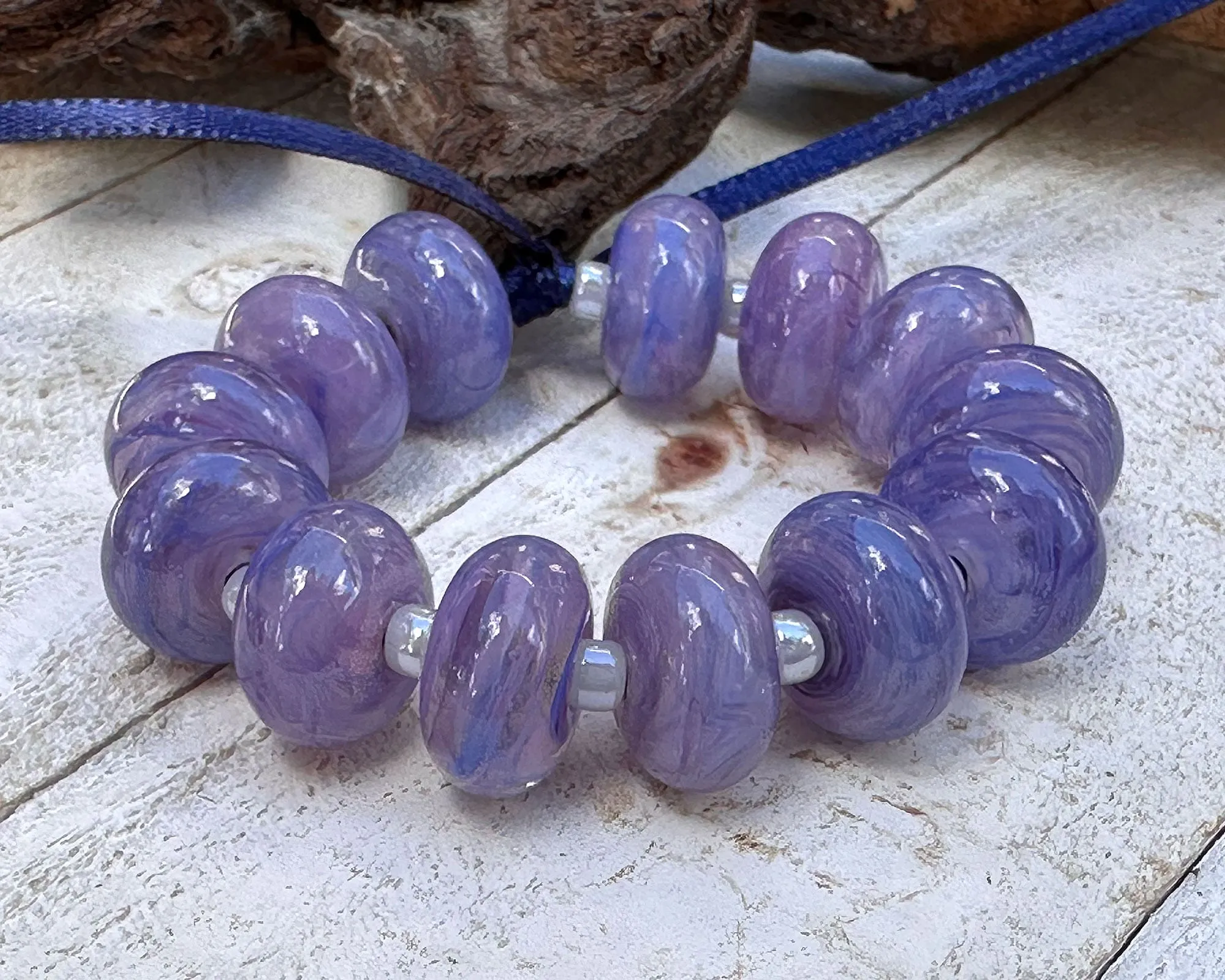 MTO Tanzanite Dream Lampwork Beads Set SRA Made to Order