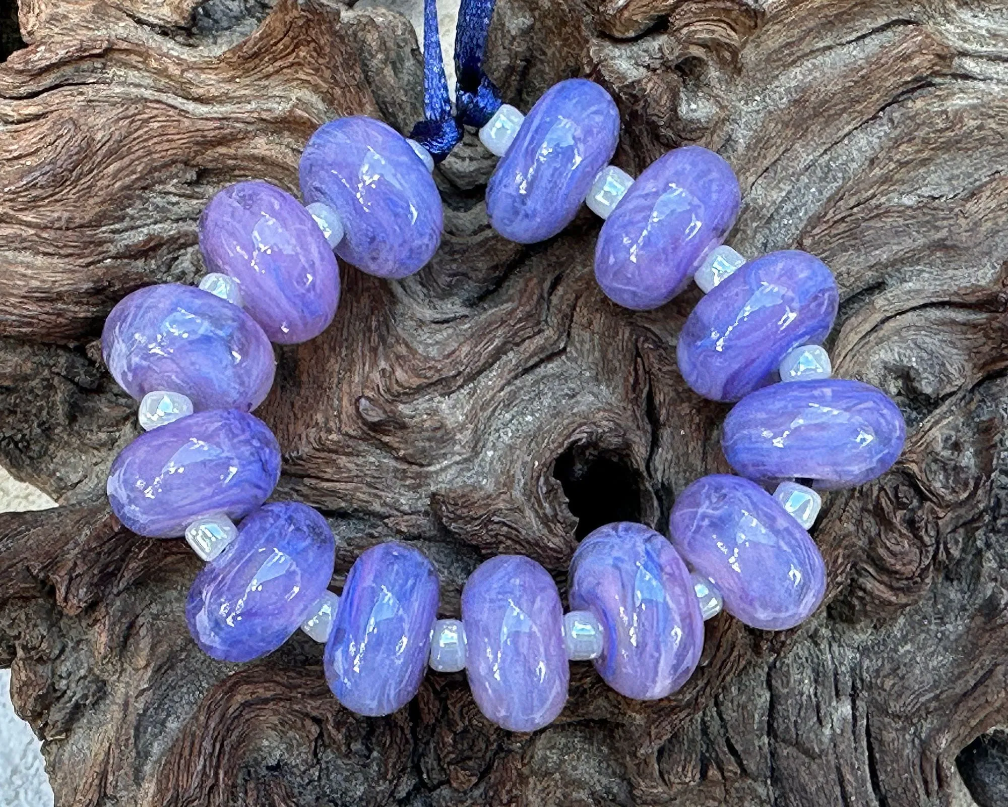 MTO Tanzanite Dream Lampwork Beads Set SRA Made to Order