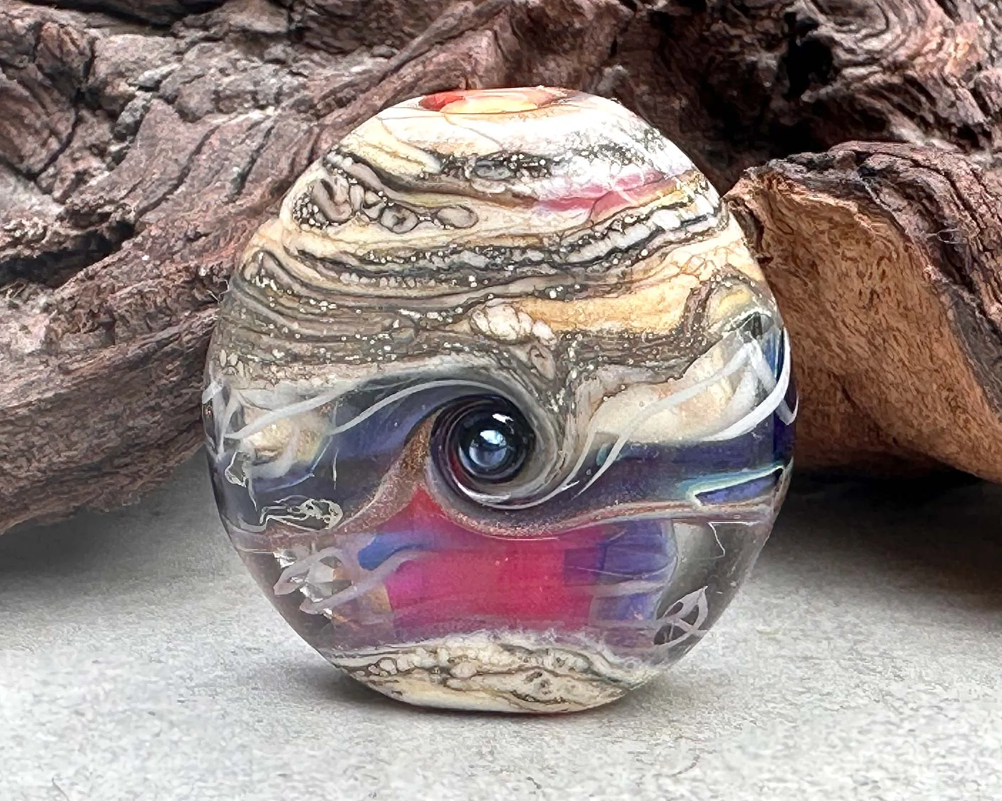 Mystic Pink Organic Lampwork Focal Bead SRA