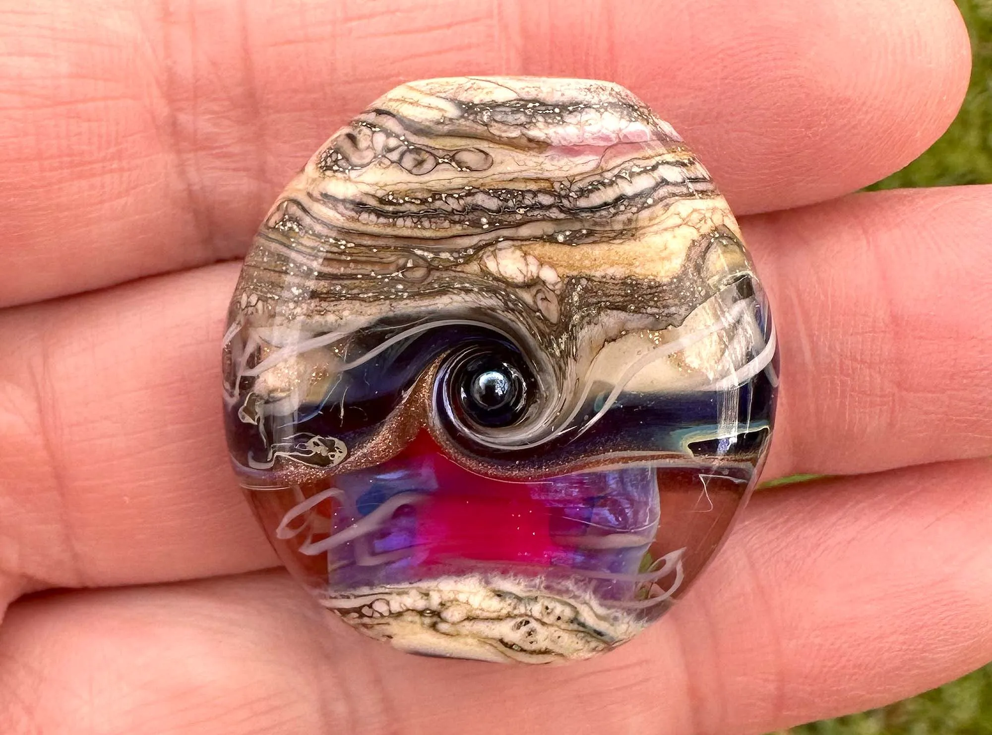 Mystic Pink Organic Lampwork Focal Bead SRA