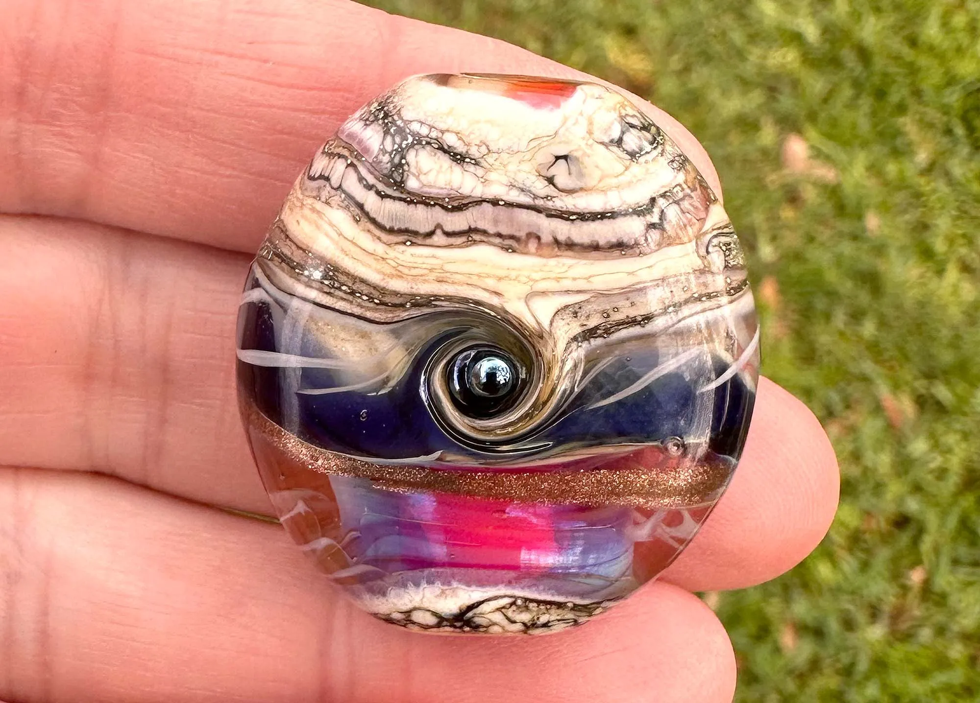 Mystic Pink Organic Lampwork Focal Bead SRA