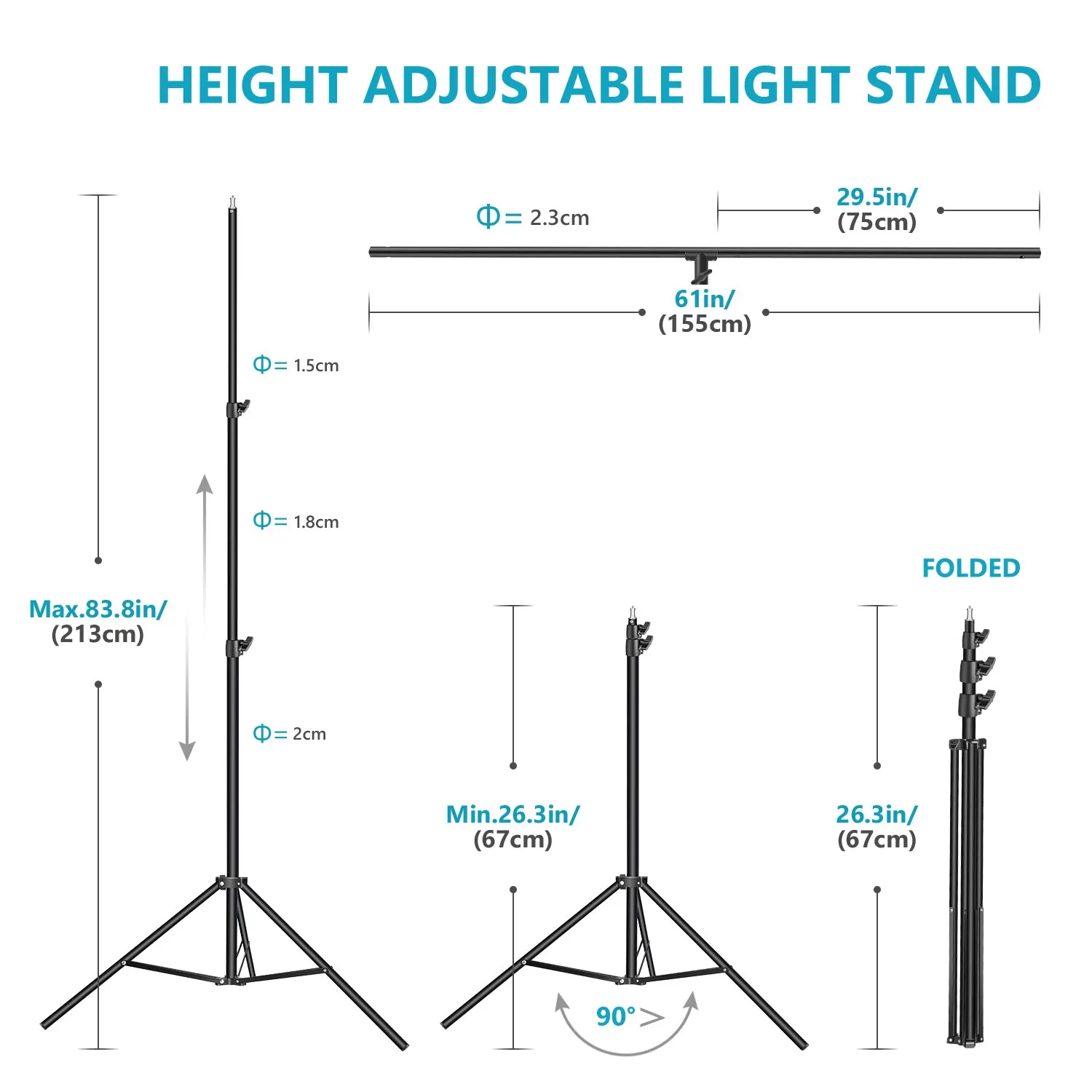 NEEWER 7/ 8.5FT T-Shape Background Support Stand Kit