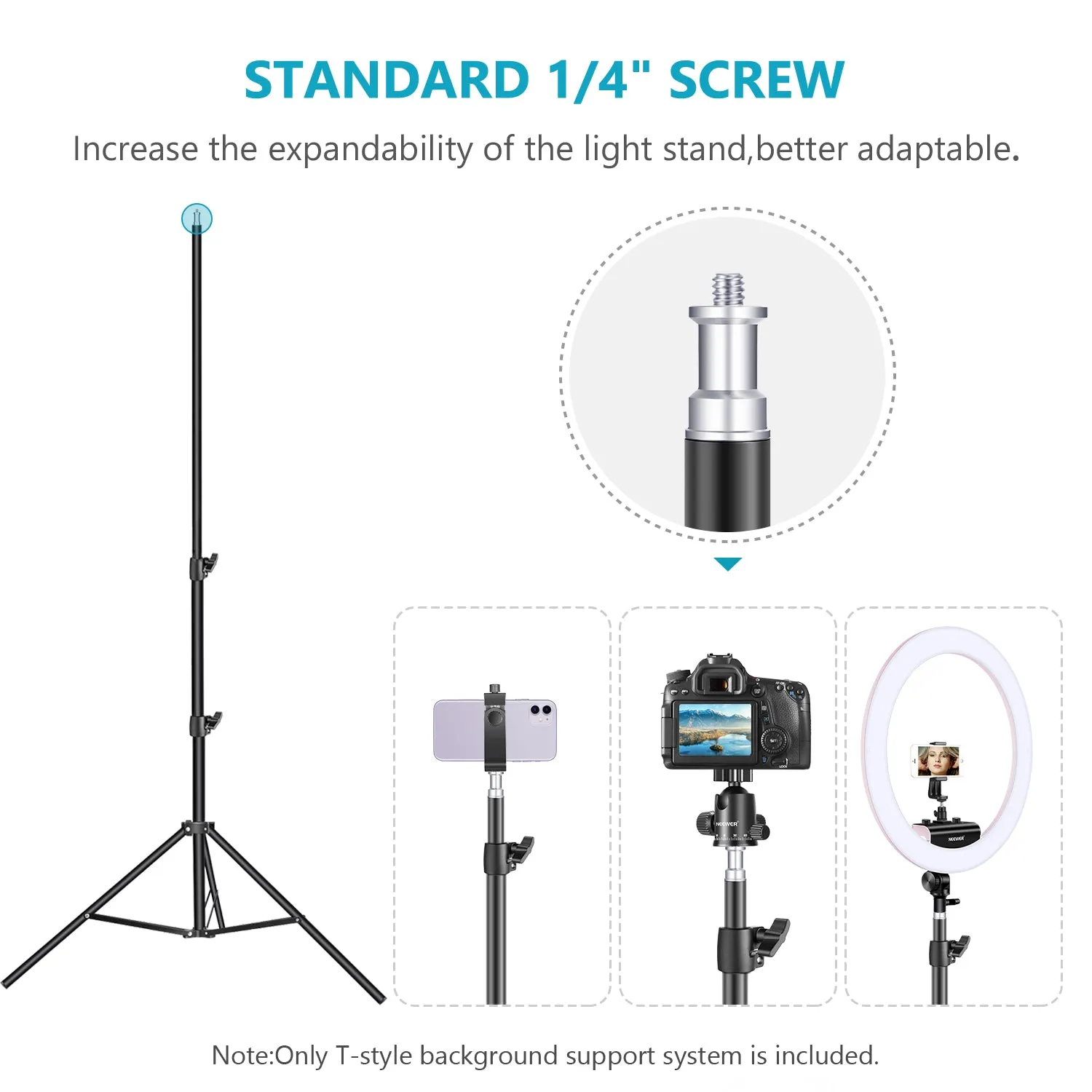 NEEWER 7/ 8.5FT T-Shape Background Support Stand Kit