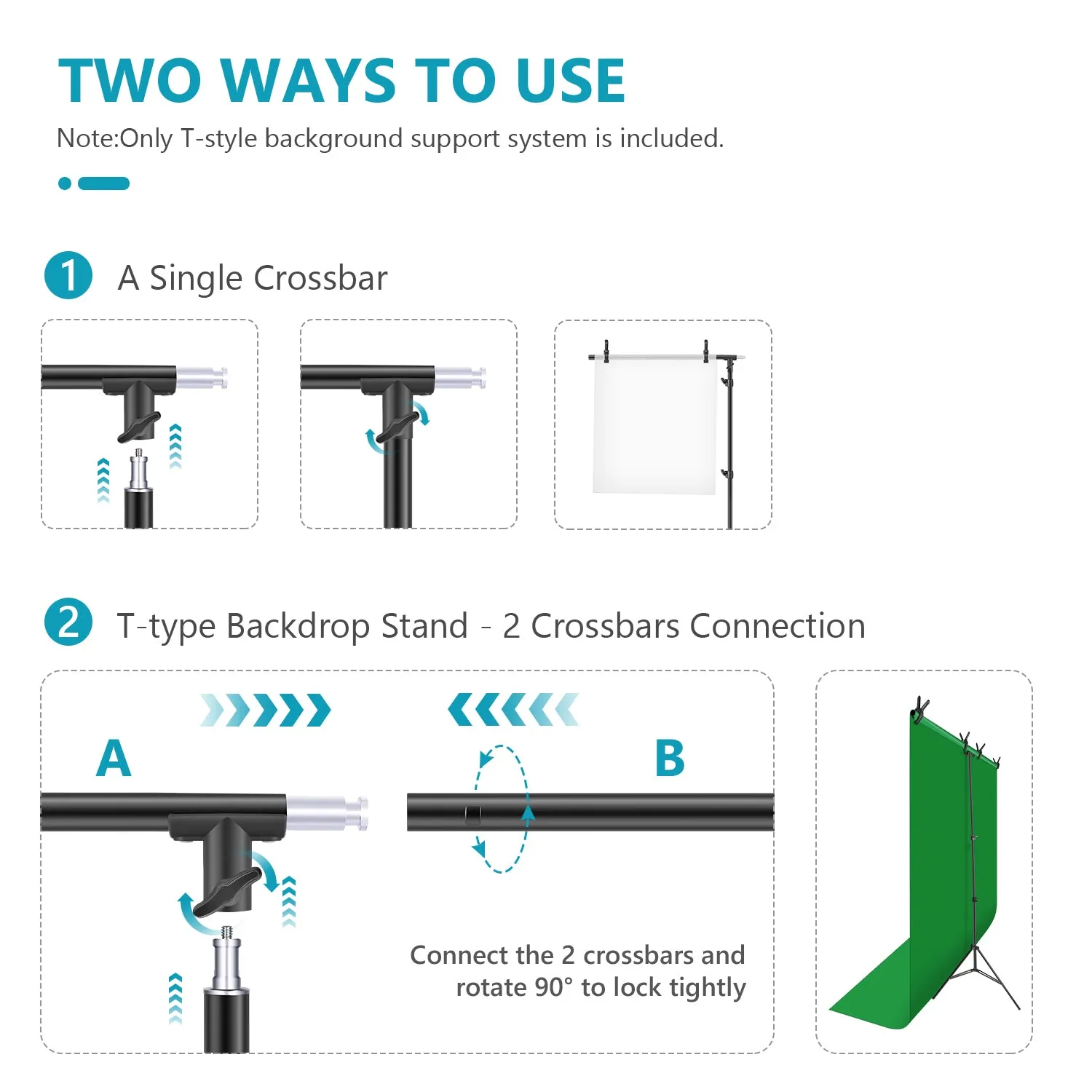 NEEWER 7/ 8.5FT T-Shape Background Support Stand Kit