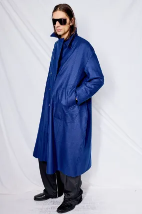 No.230 Blue Loro Piana Heavy Wool Breasted Coat