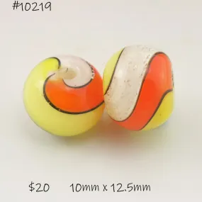 Orange White Yellow and Black Candycorn Twist Round Pair