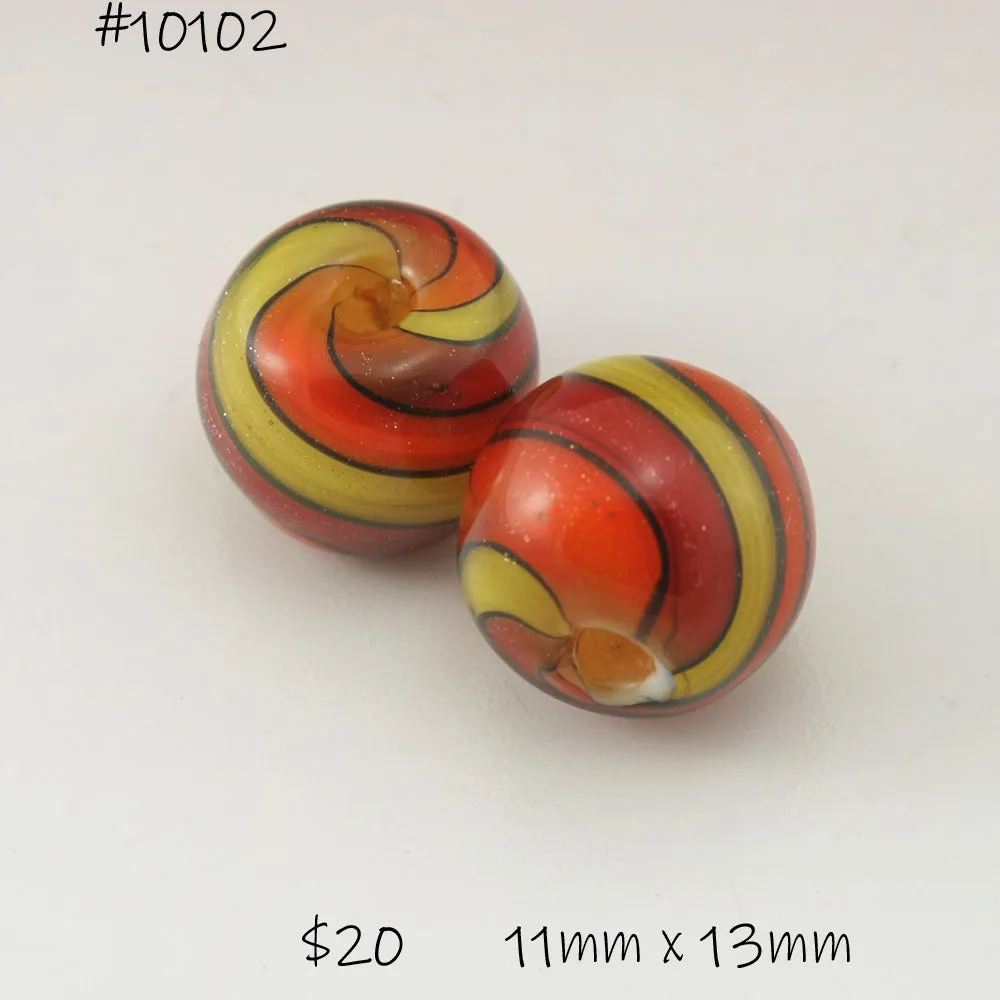 Orange Yellow Red Black Sparkle Twist Round Pair