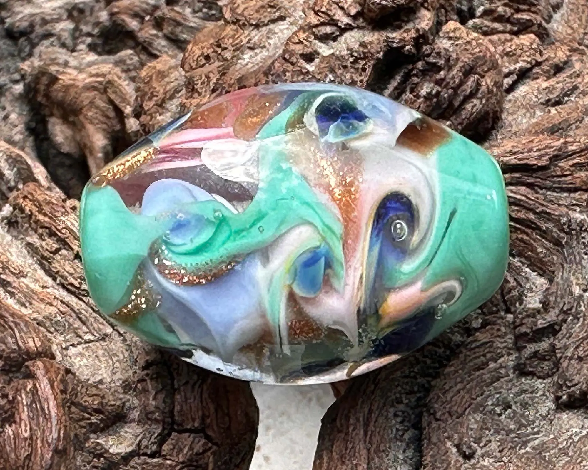 Peacock Green Lampwork Focal Bead