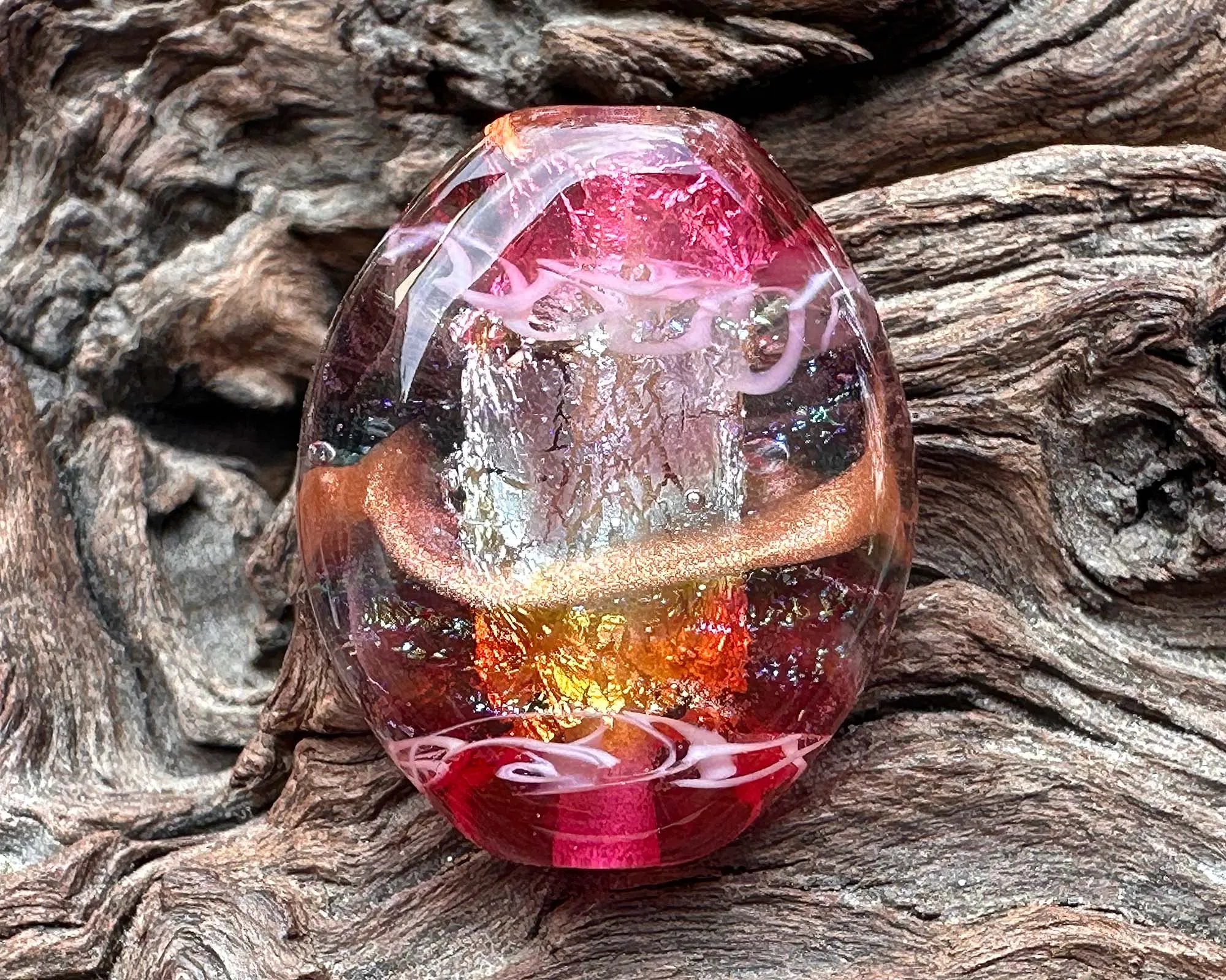 Pink Bling Dichroic Lampwork Focal Bead SRA