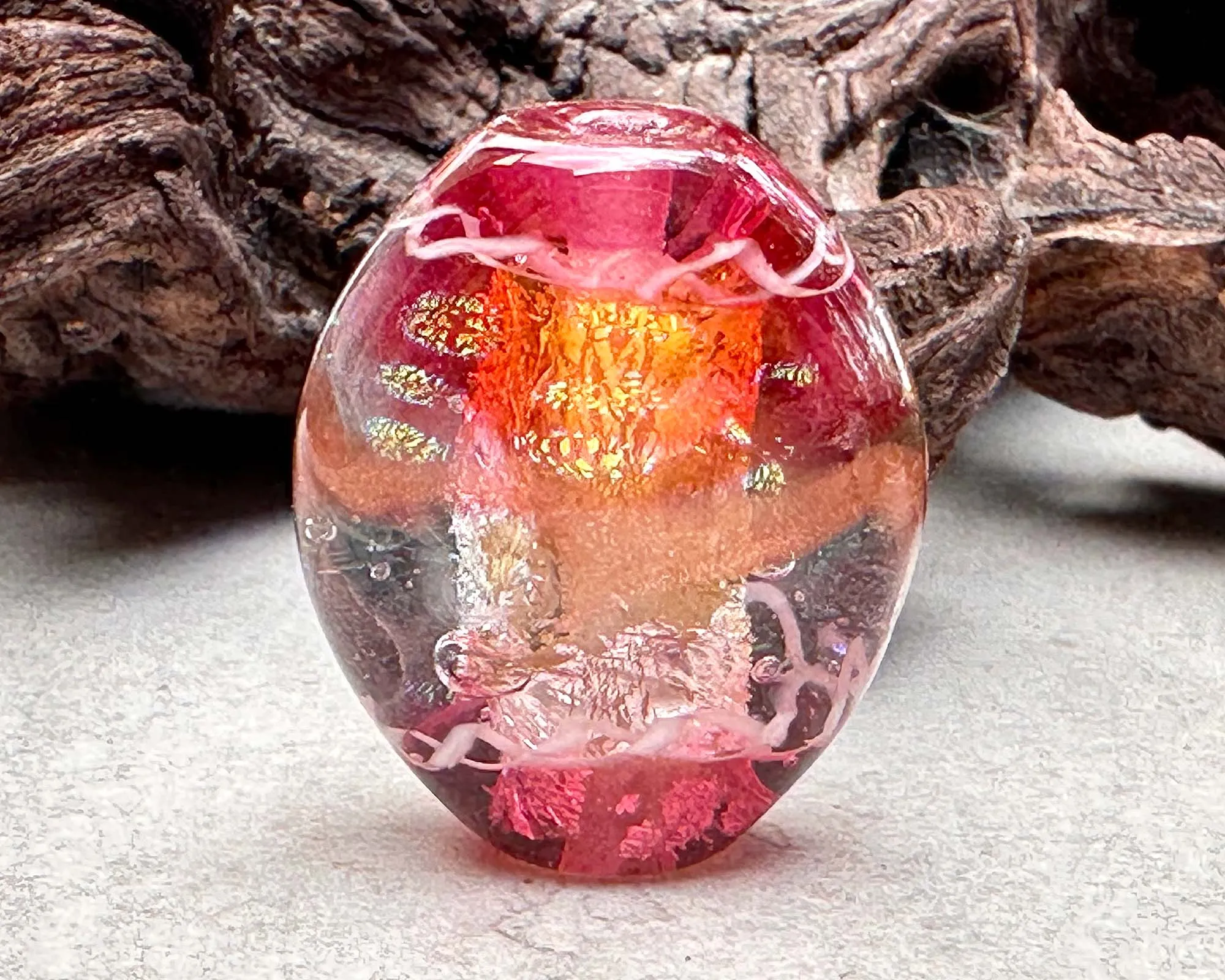 Pink Bling Dichroic Lampwork Focal Bead SRA