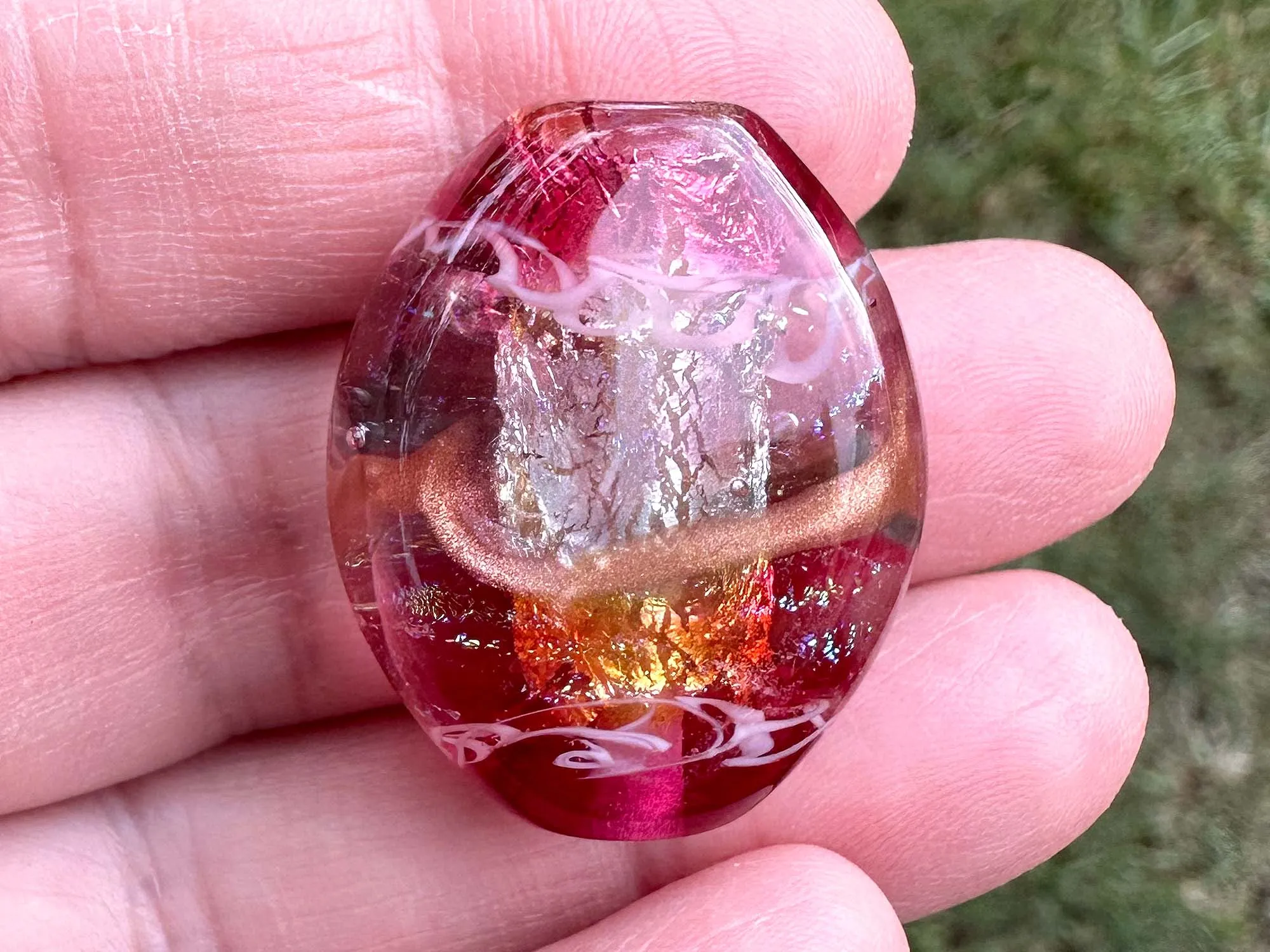 Pink Bling Dichroic Lampwork Focal Bead SRA