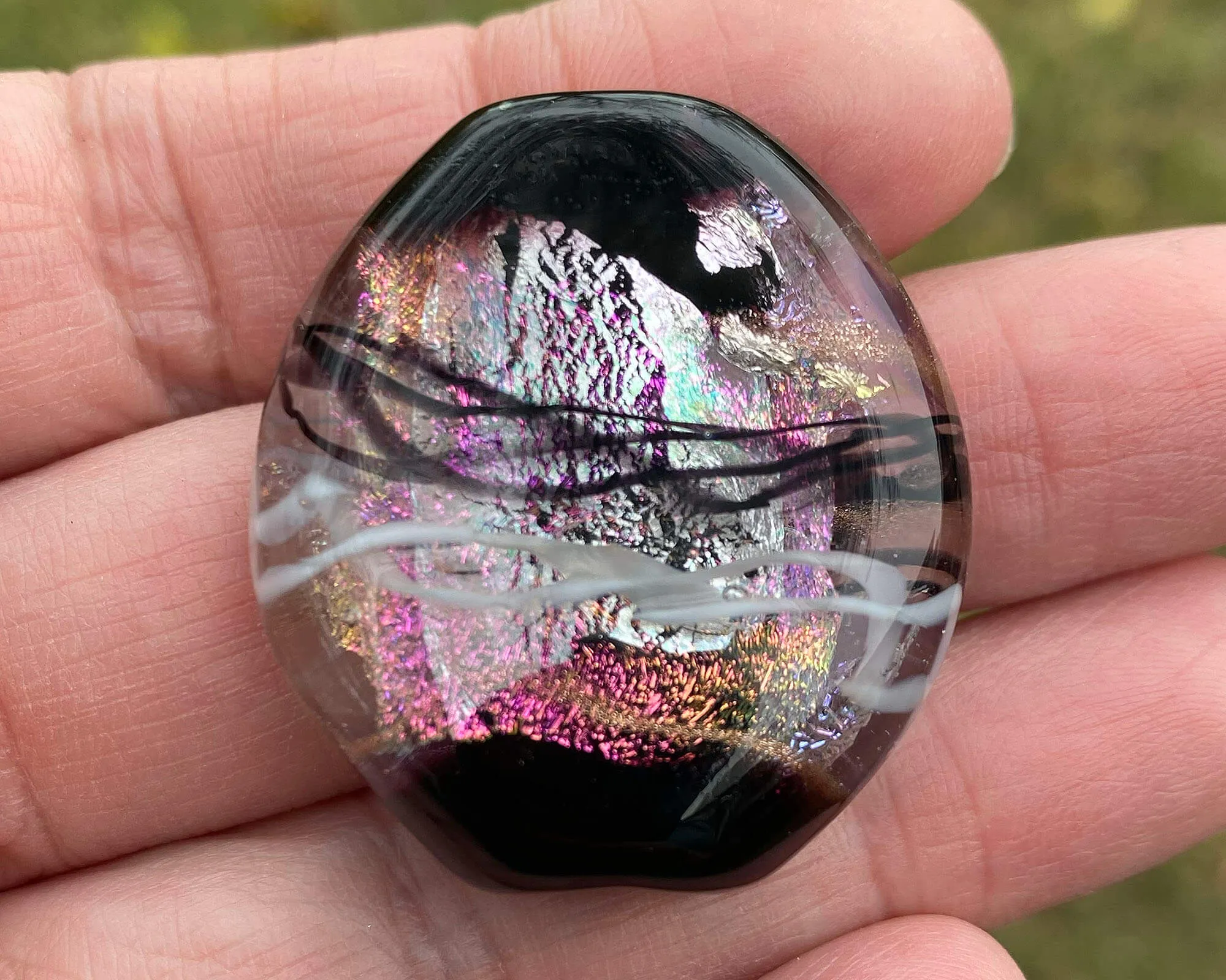 Pink Dichroic Shimmer Lampwork Focal Bead SRA