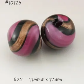 Pink Goldstone Black Twist Round Pair