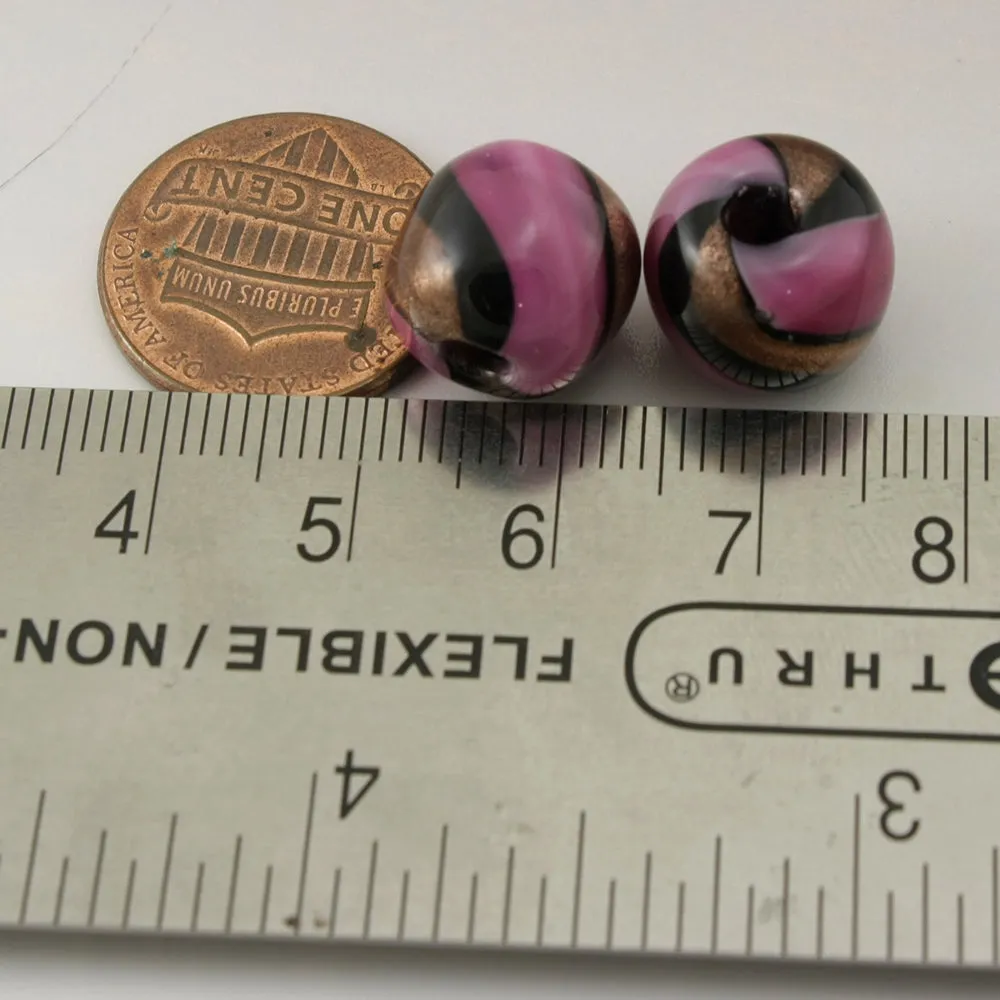 Pink Goldstone Black Twist Round Pair