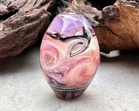 Pink Swirl Shimmer Lampwork Focal Bead SRA