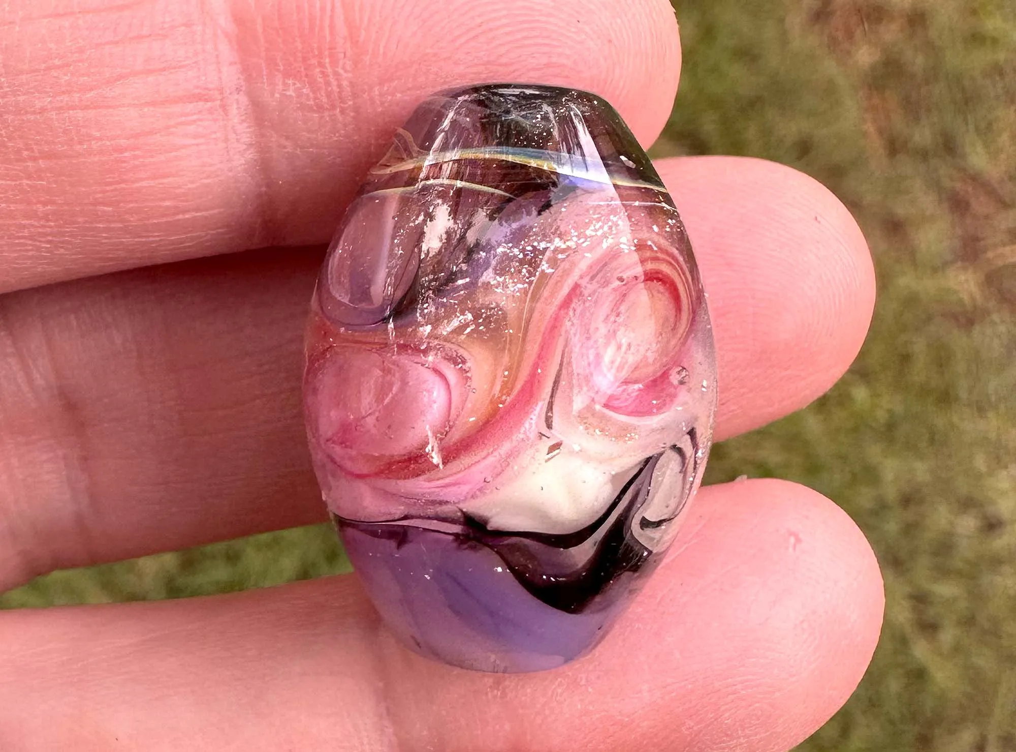 Pink Swirl Shimmer Lampwork Focal Bead SRA