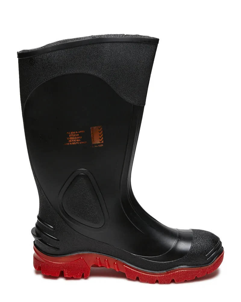 Pour Safety Gumboot - Black/Red