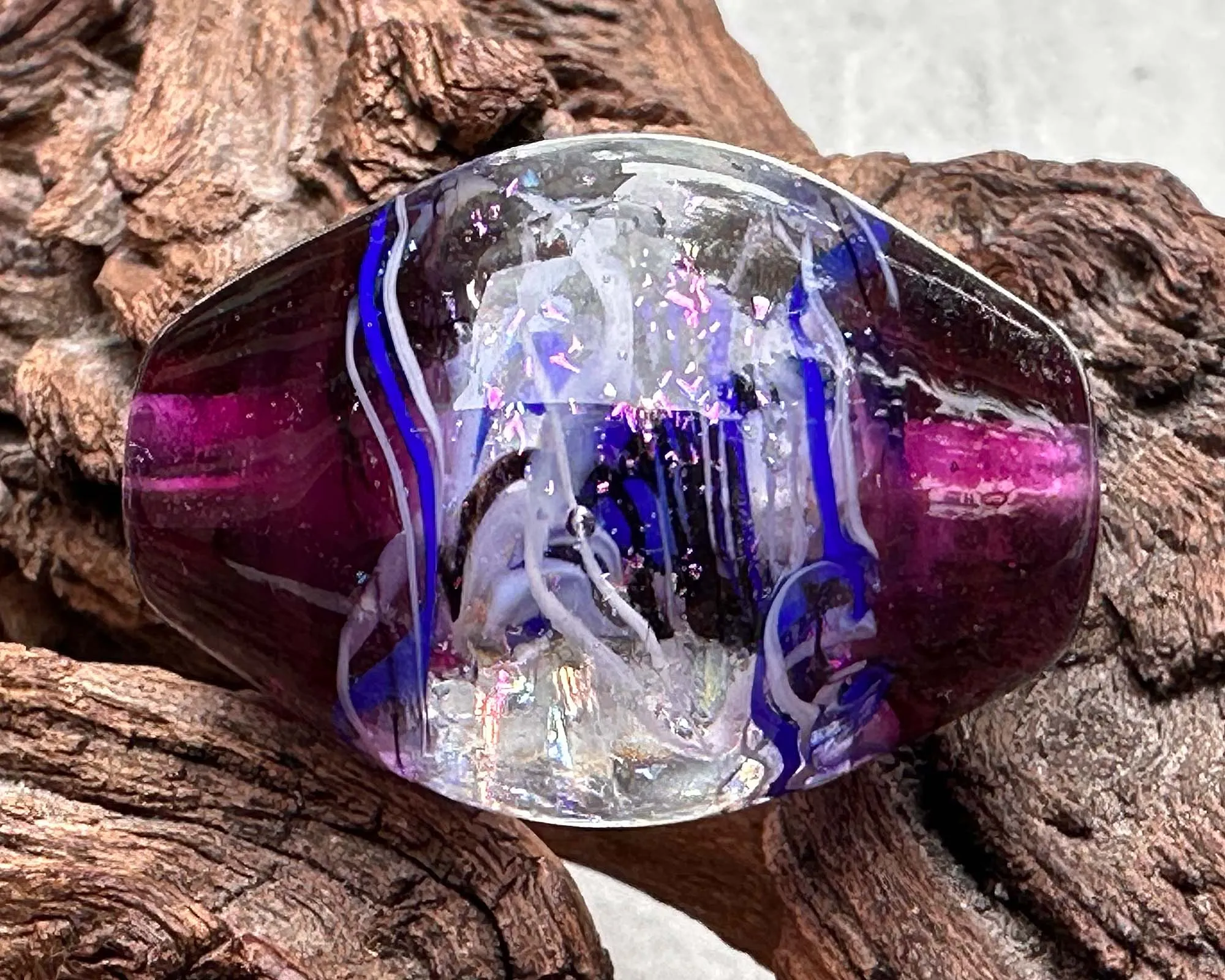 Purple & Blue Dichroic Lampwork Focal Bead SRA