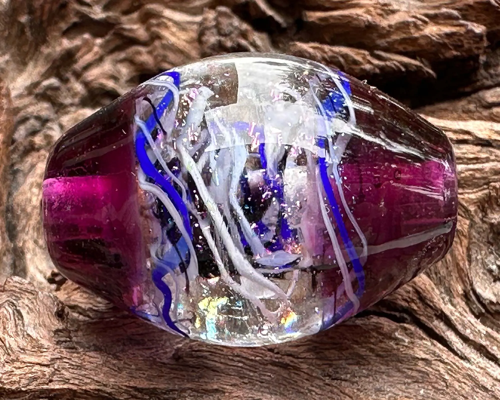 Purple & Blue Dichroic Lampwork Focal Bead SRA